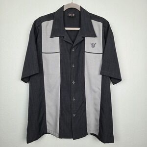 Button Up Shirt Steady Mens XL Gray Vertical Panel V8 Bowling Shirt